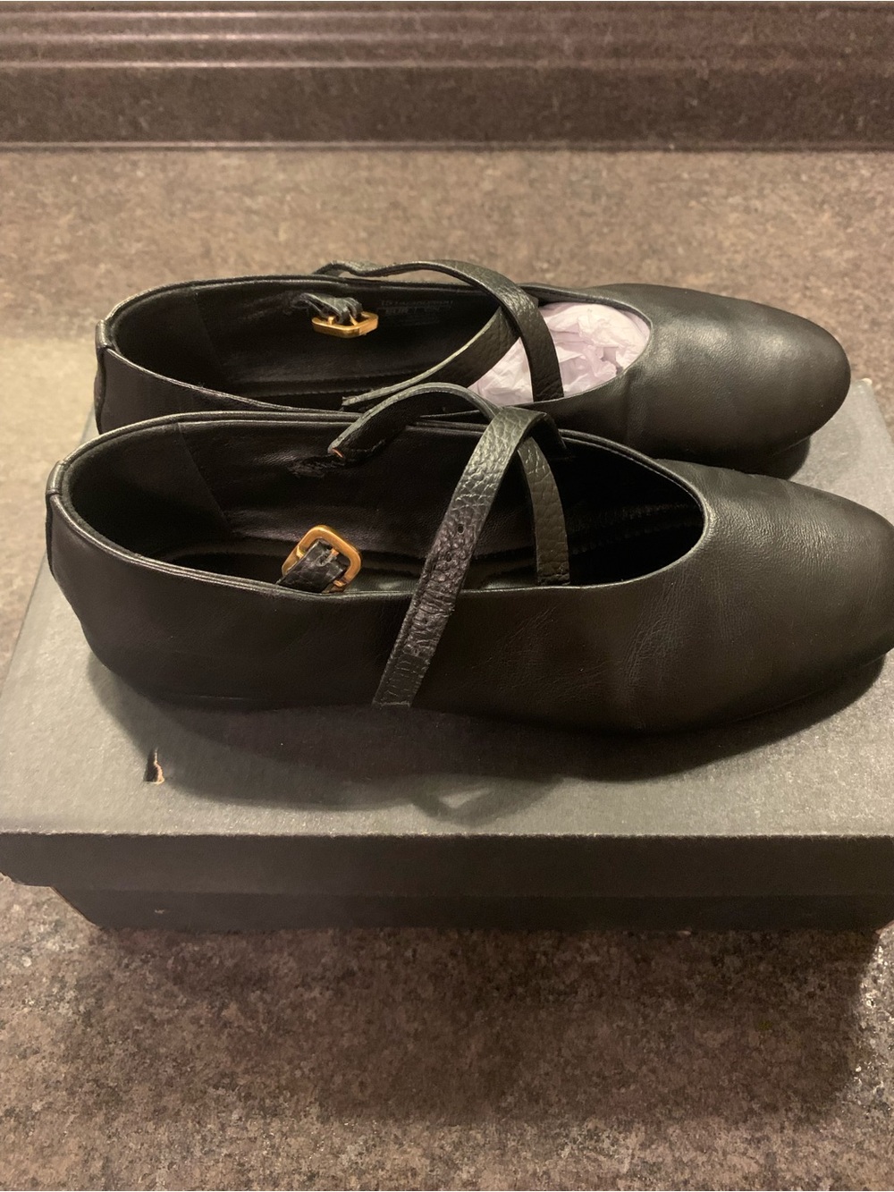 Massimo Dutti Black Leather Mary Jane Ballet Flats - Picture 3 of 3